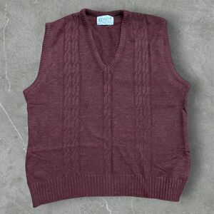 Ferranti California Vintage 70s Casual Burgundy Acrylic Sweater Vest Men's XL